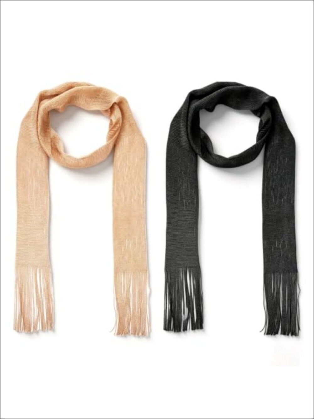 2Pc Sequin Fringe Skinny Scarf Belt Multi-Wear Rave Accessory